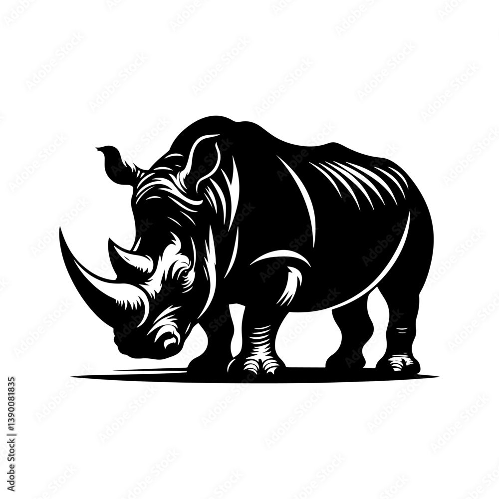 Fototapeta premium Rhinoceros Silhouette - Minimalist Design of Rhinoceros - Vector of Rhinoceros - Rhinoceros Illustration.