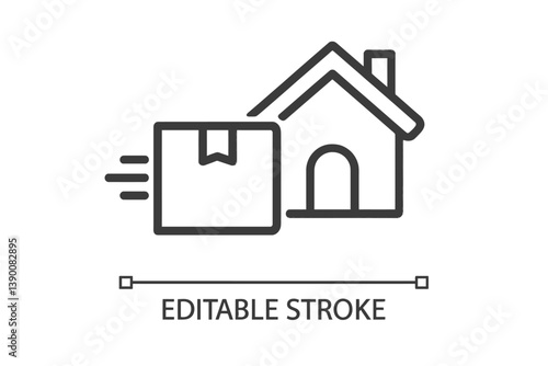 Delivery box near a house representing the concept of home delivery services in urban areas for online shopping