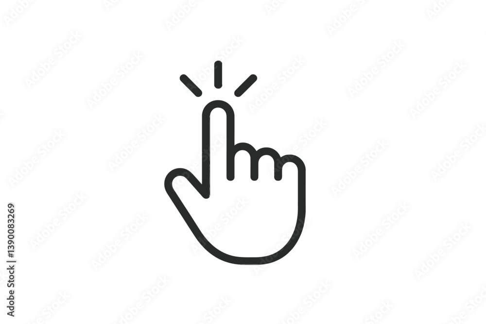 Hand indicating a touch or click action in a minimalist line vector design suitable for various digital applications Hand indicating a touch or click action in a minimalist line vector design suitable for various digital applications