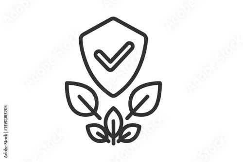 Vector icon representing environmental protection with shield and leaves design for sustainability initiatives