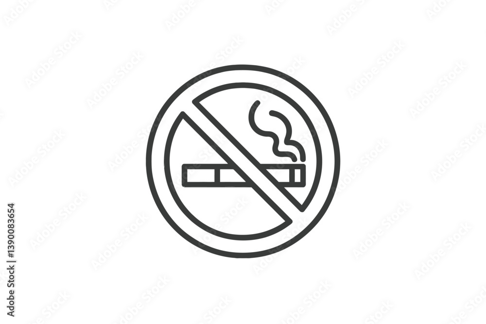No smoking sign depicted in line vector format indicating a prohibition against smoking for public areas No smoking sign depicted in line vector format indicating a prohibition against smoking for public areas