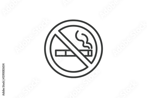 No smoking sign depicted in line vector format indicating a prohibition against smoking for public areas