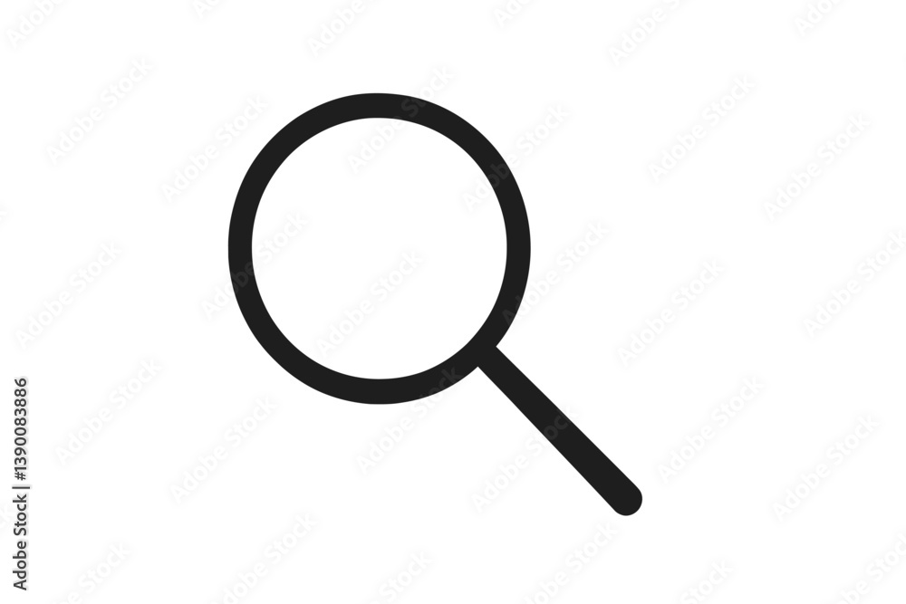 Minimalist line vector icon representing a magnifying glass, symbolizing search and exploration in digital contexts Minimalist line vector icon representing a magnifying glass, symbolizing search and exploration in digital contexts