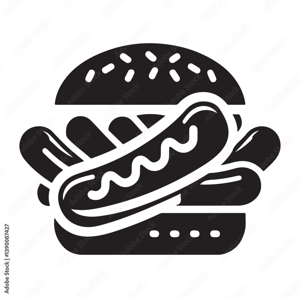 Sausage fast food vector illustration outline, silhouette on white background. Sausage fast food vector illustration outline, silhouette on white background.