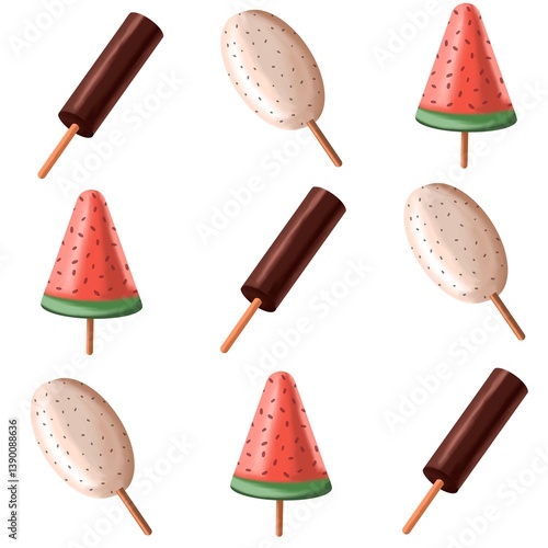 Seamless pattern with ice cream. Summer pattern.