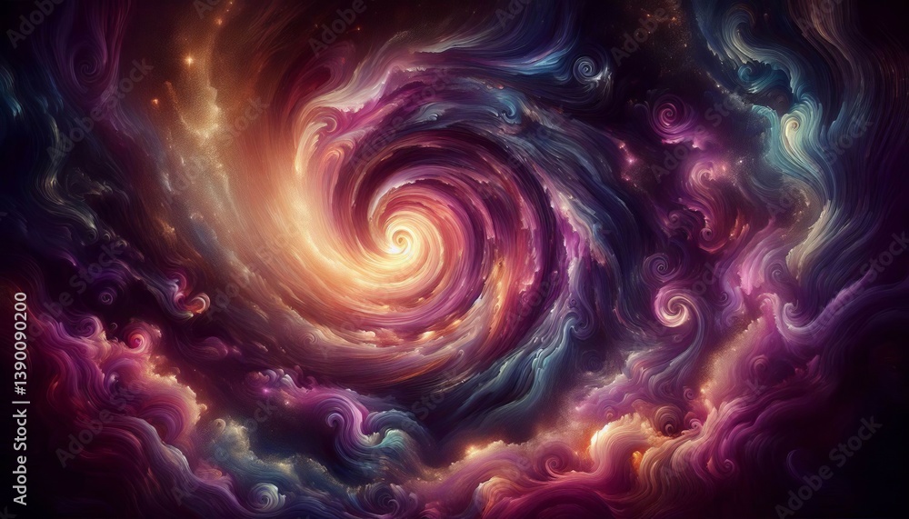 Cosmic swirls blending deep violet and soft gold Cosmic swirls blending deep violet and soft gold