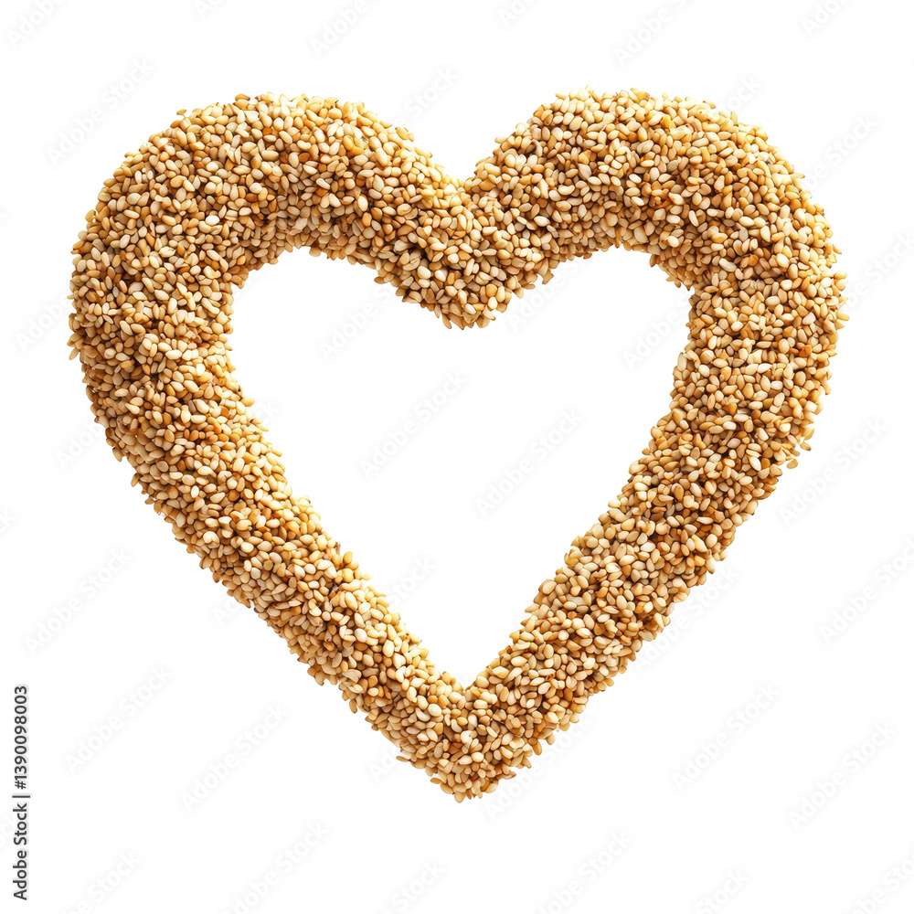 Heart-Shaped Sesame Seeds on transparent background Heart-Shaped Sesame Seeds on transparent background