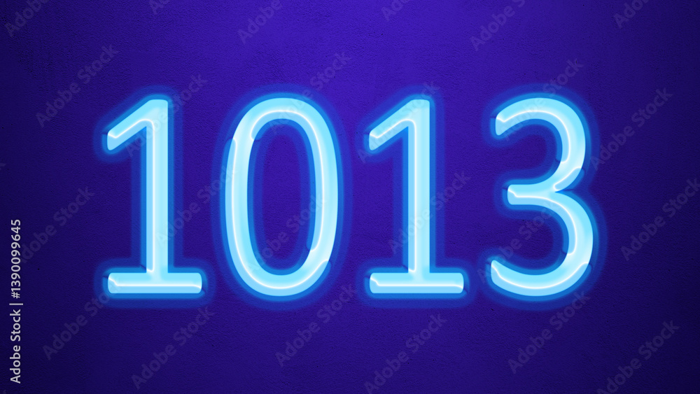 Glowing blue number design of 1013 on blue background. Glowing blue number design of 1013 on blue background.
