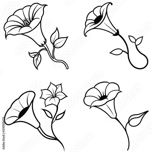 A morning glory flower icon with a trumpet shape.