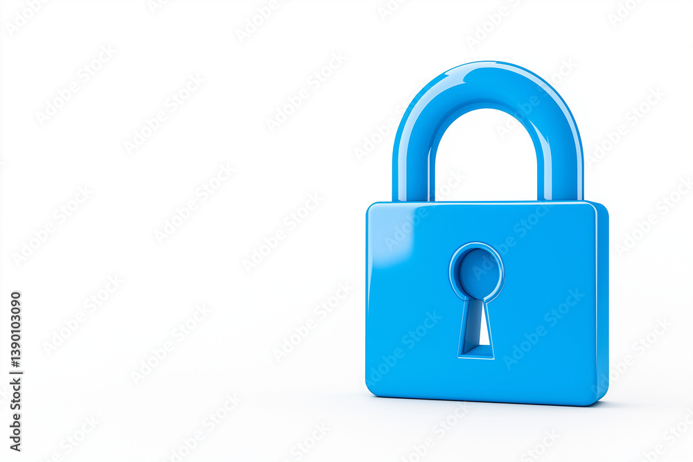 digital lock icon, cyber security symbol, holographic effect, metallic and blue, isolated on white background digital lock icon, cyber security symbol, holographic effect, metallic and blue, isolated on white background