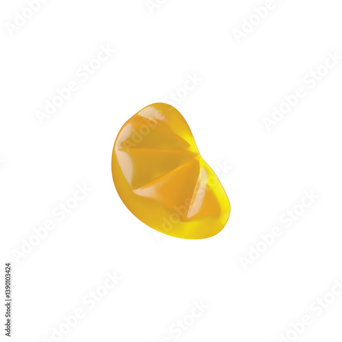 3D vector illustration of orange slice shaped gummy candy.
