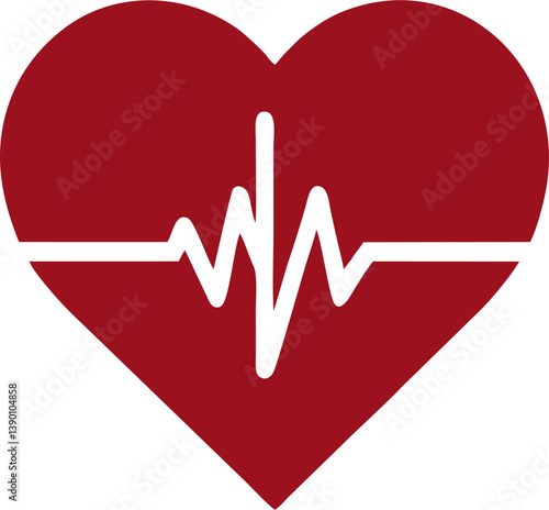 Wallpaper Mural A flat red heart icon with a white ECG line across the center, symbolizing heartbeat, medical monitoring, and healthcare graphics for professional or digital health use. Torontodigital.ca