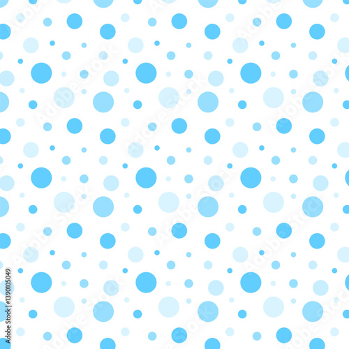 Seamless dots pattern.Polka dot repeat pattern in pastel blue isolated on white background.Vector graphic bubbles abstract background.
