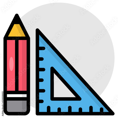 A writing tool icon, flat design of drafting tools