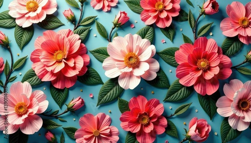 Intricate floral design repeats across a soft surface , floral, botanical, seamless background