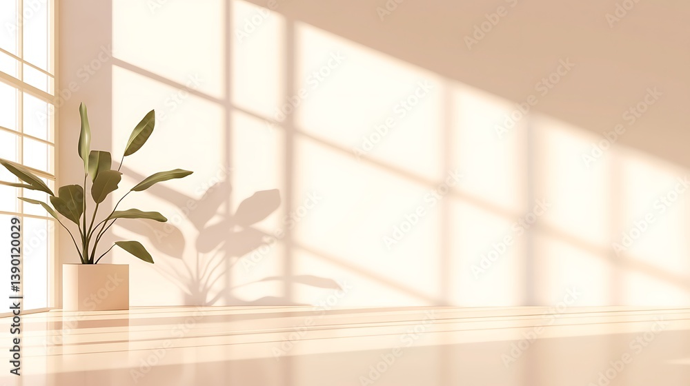 Sunlit minimalist room with plant. (1) Sunlit minimalist room with plant. (1)