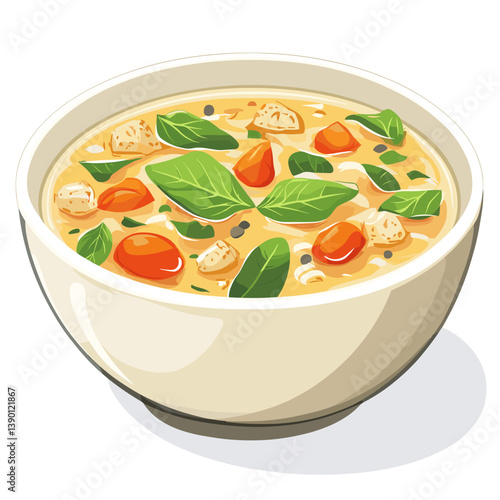 vegetable soup in a bowl isolated