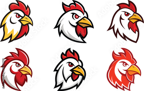 Chicken head mascot logo design vector