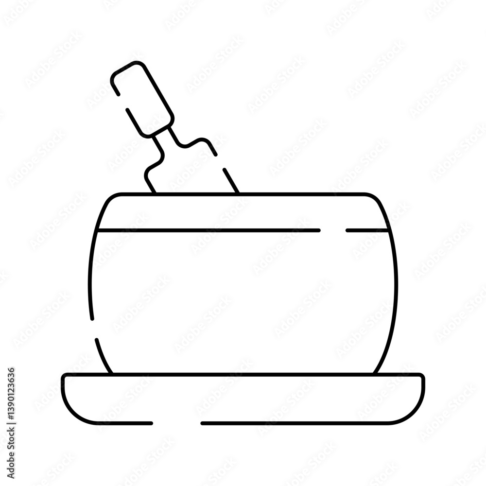 Obraz premium Parmesan Cheese Wheel Icon Outline Style, cheese wheel with knife, perfect for food branding and culinary graphics.