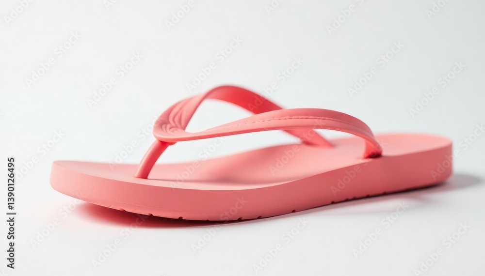 Close-up of a single flip-flop against a pure white backdrop , sandal, white background, isolated object Close-up of a single flip-flop against a pure white backdrop , sandal, white background, isolated object