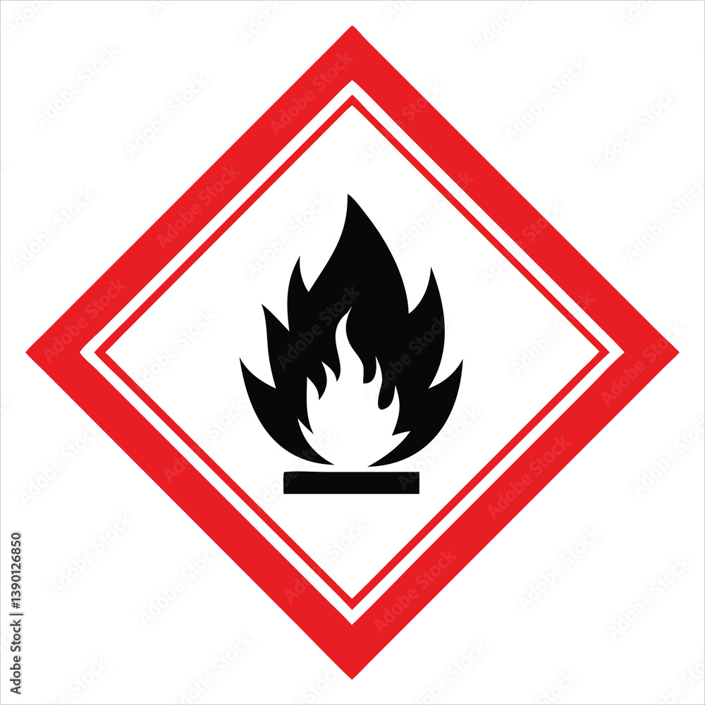 Sharp Flammable Hazard Icon with Black Flame in Red GHS Triangle for Chemical Safety Labels
Sharp Flammable Hazard Icon with Black Flame in Red GHS Triangle for Chemical Safety Labels