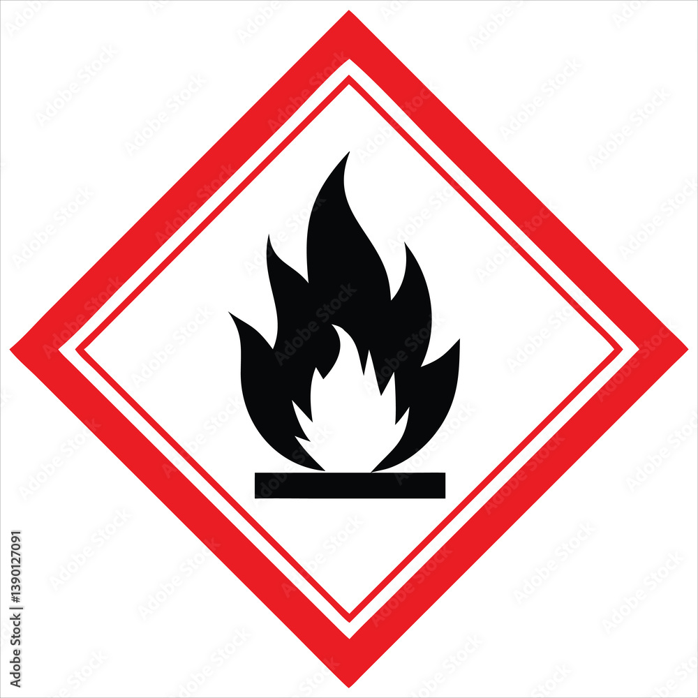 Sharp Flammable Hazard Icon with Black Flame in Red GHS Triangle for Chemical Safety Labels
Sharp Flammable Hazard Icon with Black Flame in Red GHS Triangle for Chemical Safety Labels