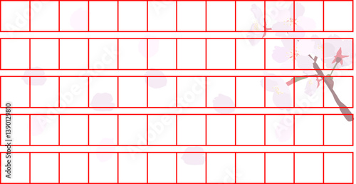 봄에 피는 분홍색 벗꽃배경 원고지