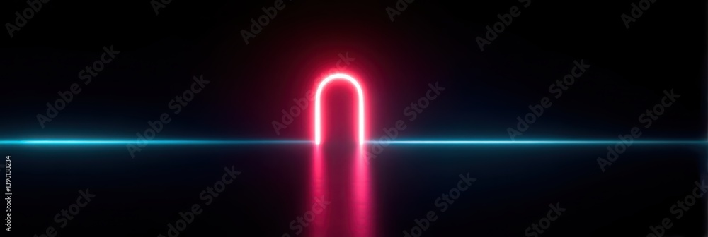 A glowing arch illuminated in red and blue light represents a cybersecurity concept. The sleek design showcases modern technology, set against a dark background, evoking intrigue and innovation A glowing arch illuminated in red and blue light represents a cybersecurity concept. The sleek design showcases modern technology, set against a dark background, evoking intrigue and innovation