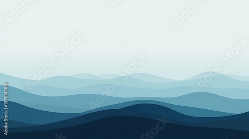 Serene blue mountain range landscape.