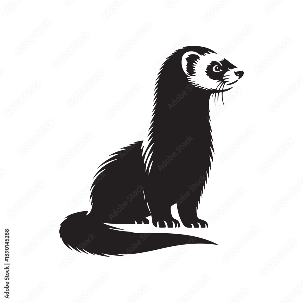 Fototapeta premium Ferret Vector - Minimalist Ferret Silhouette - Illustration of Ferret.