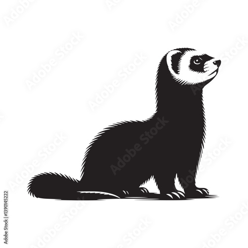Ferret Vector - Minimalist Ferret Silhouette - Illustration of Ferret.