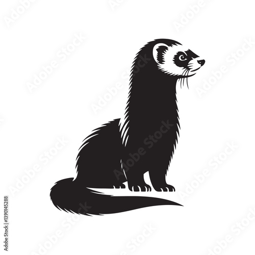 Ferret Vector - Minimalist Ferret Silhouette - Illustration of Ferret.