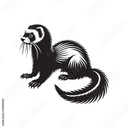 Ferret Vector - Minimalist Ferret Silhouette - Illustration of Ferret.