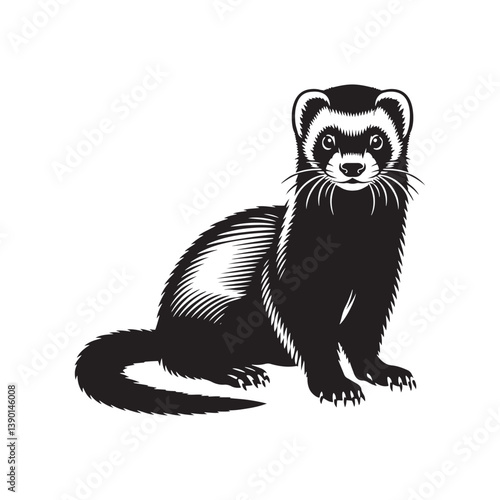 Ferret Vector - Minimalist Ferret Silhouette - Illustration of Ferret.