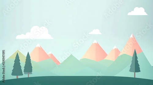 Pastel mountain range landscape.