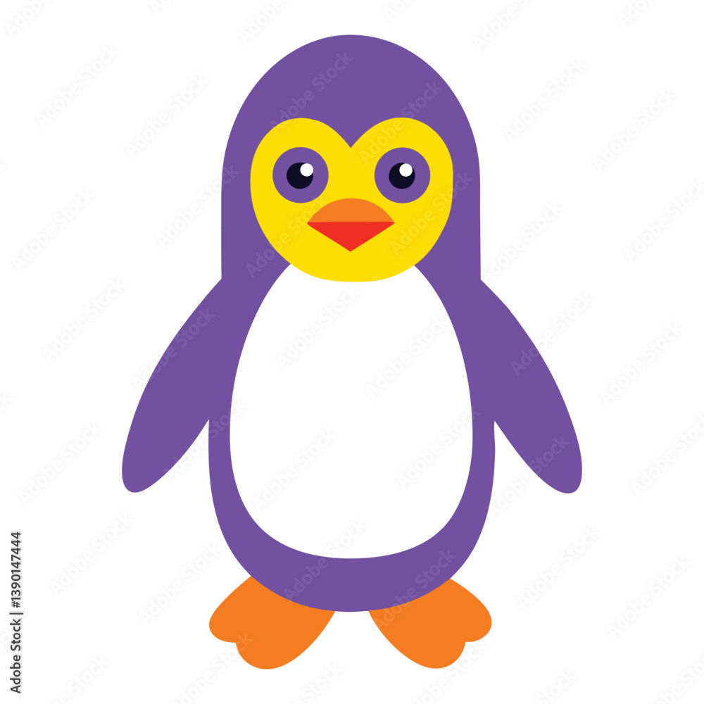Obraz premium Simple Funny Penguin Vector Illustration on White Background – Cute Minimal Animal Art Design