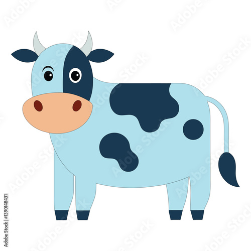 Simple Funny Cow Vector Illustration on White Background – Cute Minimal Farm Animal Art