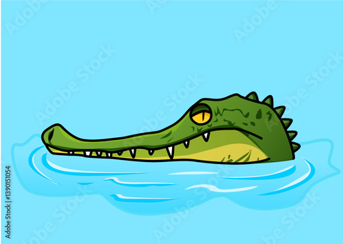 Illustration of a crocodile under the water