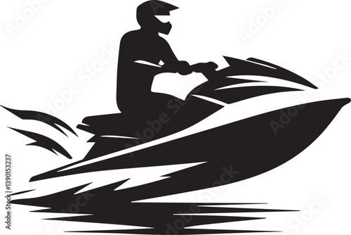 Jet Ski silhouette vector art illustration