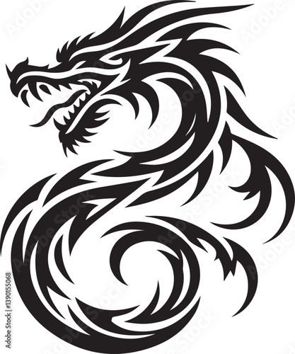 Wallpaper Mural Tribal Dragon Tattoo Vector Illustration – Black Stylized Mythical Beast Design

 Torontodigital.ca