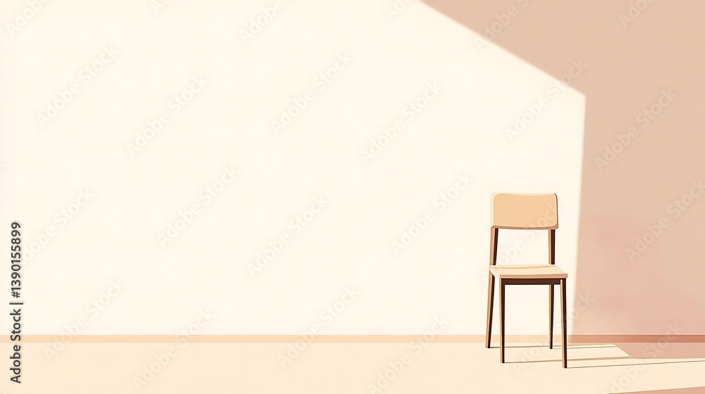 Simple chair in minimalist room. Simple chair in minimalist room.