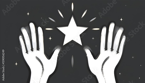 hands of the girl star icon and favorite icon set. Vector illustration isolated on white background.
