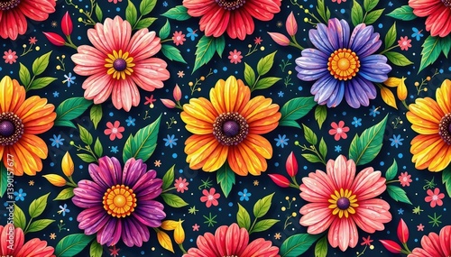 Intricate floral pattern, repeating seamlessly , illustration, pattern
