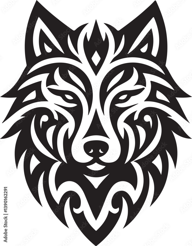 Tribal wolf head logo Tribal wolf head logo