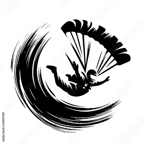 Parachutist soaring through the air in a dynamic style  