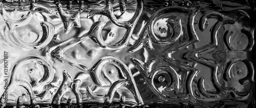 relief patterned glass, black and white