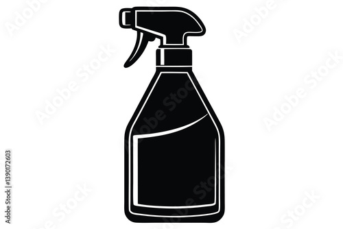 Plastic Spray Bottle, Hygiene Cleaning. Flat Vector Icon illustration. Simple black symbol on white background. Plastic Spray Bottle Hygiene Cleaning sign design template for web and mobile UI element