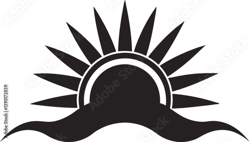 vector illustration of a sunny icon, summer sun icon, Weather silhouette vector icons, Parts of the Day Morning, Afternoon, Noon, Evening ,Night silhouette Icons on white background.