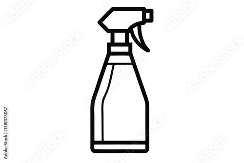 Plastic Spray Bottle, Hygiene Cleaning. Flat Vector Icon illustration. Simple black symbol on white background. Plastic Spray Bottle Hygiene Cleaning sign design template for web and mobile UI element