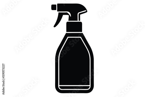 Plastic Spray Bottle, Hygiene Cleaning. Flat Vector Icon illustration. Simple black symbol on white background. Plastic Spray Bottle Hygiene Cleaning sign design template for web and mobile UI element
